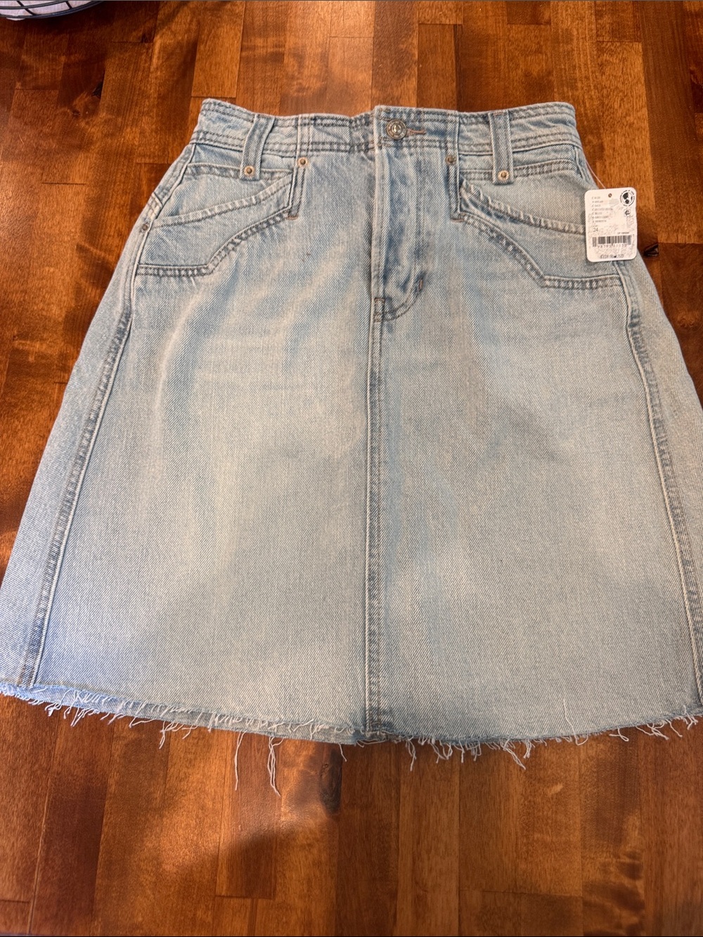 We The Free Light Blue Denim A-Line Skirt